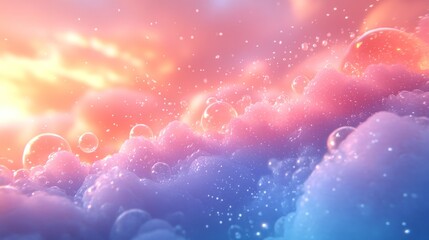 Colorful Cloud Bubbles Sunset Sky Background