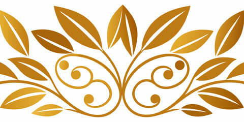 Golden floral laurel design features ornate leaf swirls, a natural vector art element