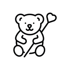 Black line icon for teddy
