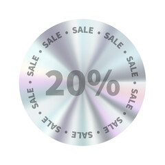 Holographic Sticker Set with Shiny Metallic Gradient Badges, 20 percent sale Tags for Business