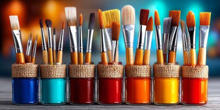 Estudio de artista lleno de colores vibrantes y herramientas creativas en un ambiente inspirador