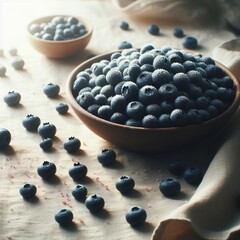Blueberry Sprinkle on Light Linen Fresh blueberries sprinkled li