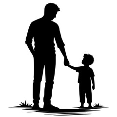 Silhouette of father and son