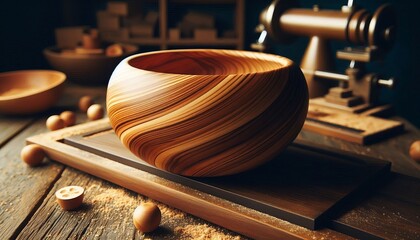 Hand Turned Wooden Bowl A decorative or functional bowl created
