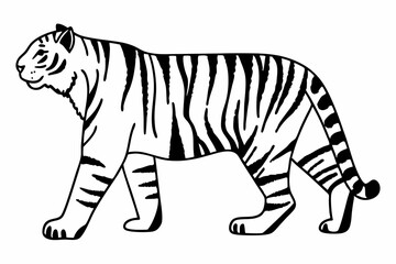 tiger line art  silhouette