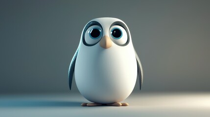 Obraz premium Cute cartoon penguin studio shot, thoughtful expression