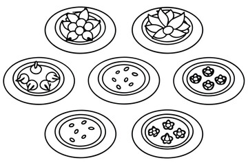 caprese line art hand drawn sketch of salad plate