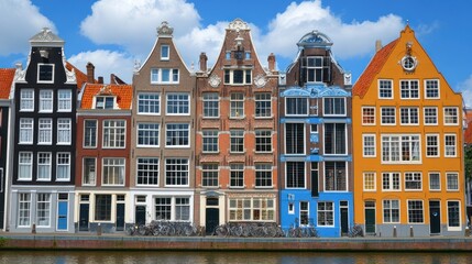 Fototapeta premium Colorful Dutch Canal Houses Along a River