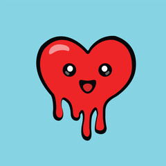 vector cute heart melting, love symbol icon vector illustration bleeding heart