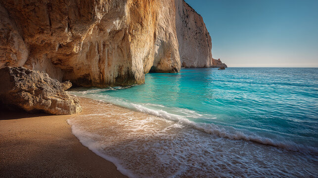 Majestic Coastal Rock Formation with Crystal Clear Turquoise Water Beach Cove