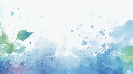 Obraz premium Delicate watercolor washes with hints of leaves and splashes.