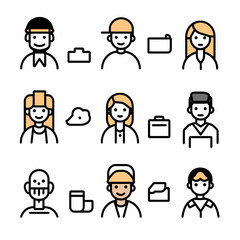 Fototapeta premium People and Work Icon Set