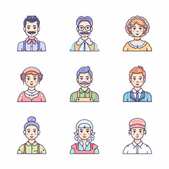Retro People Avatar Set