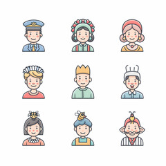 Fototapeta premium Cartoon Character Avatars Set