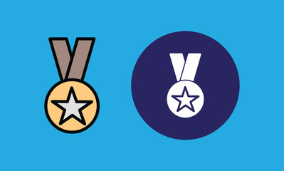 Minimalist medal icon collection featuring a star symbol. Perfect for awards, achievements, badges, certificates, winner recognition, and ranking displays. Clean, stylish, and versatile design.