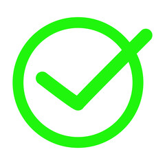 Green check mark icon inside a circle. Minimalist and clean vector design, ideal for use in apps, websites, user interfaces, success confirmation, or approval notifications.