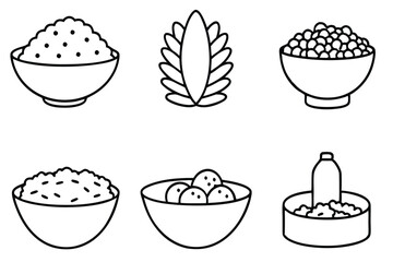 cereal line art with minimalistic grain patterns