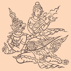 Angel riding on Garuda vector for illustration card decoration