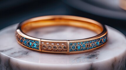 A luxury bracelet resting on a marble slab under diffused lighting