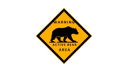 bear sign, black and yellow isolated silhouette