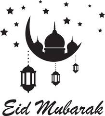 islamic calligraphy with mosque,Eid Mubarak