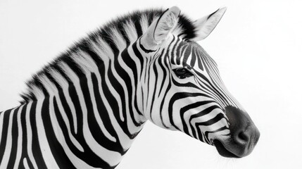 Zebra Profile Against White Background. Possible Use Educational Poster