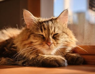 Katze liegt im Sonnenfleck