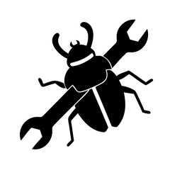bug fix icon, bug fix silhouette vector illustration-simple silhouette illustration of bug fix, perfect for bug fix logos and icons