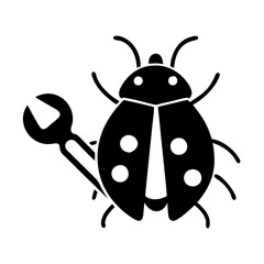 bug fix icon, bug fix silhouette vector illustration-simple silhouette illustration of bug fix, perfect for bug fix logos and icons