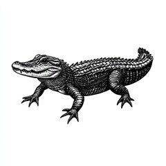 Obraz premium Alligator illustration, wildlife, reptile, nature, white background, for educational use