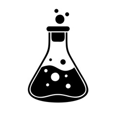 chemistry flask icon, chemistry flask silhouette vector illustration-simple silhouette illustration of chemistry flask, perfect for chemistry flask logos and icons