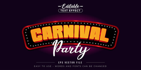 Carnival party 3d editable text effect.