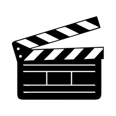 Obraz premium clapperboard icon, clapperboard silhouette vector illustration-simple silhouette illustration of clapperboard, perfect for clapperboard logos and icons