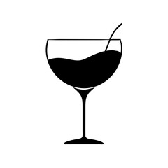 cocktail glass icon, cocktail glass silhouette vector illustration-simple silhouette illustration of cocktail glass, perfect for cocktail glass logos and icons
