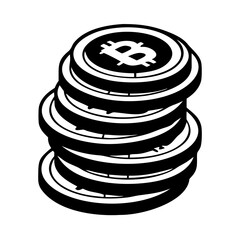 digital coin stack icon, digital coin stack silhouette vector illustration-simple silhouette illustration of digital coin stack, perfect for digital coin stack logos and icons