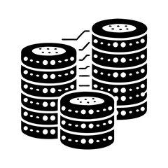 digital coin stack icon, digital coin stack silhouette vector illustration-simple silhouette illustration of digital coin stack, perfect for digital coin stack logos and icons