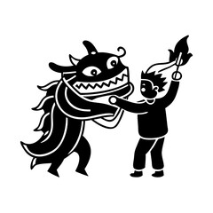 dragon dance icon, dragon dance silhouette vector illustration-simple silhouette illustration of dragon dance, perfect for dragon dance logos and icons