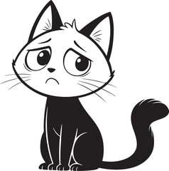 Cat emotional cute cartoon black cat vector illustration with a happy smiling face