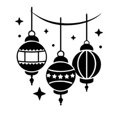 festive lanterns icon, festive lanterns silhouette vector illustration-simple silhouette illustration of festive lanterns, perfect for festive lanterns logos and icons
