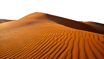 Single desert dune with wind patterns, realistic sand texture, on transparent background