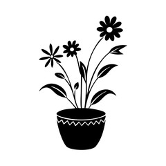 flower pot icon, flower pot silhouette vector illustration-simple silhouette illustration of flower pot, perfect for flower pot logos and icons