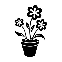 flower pot icon, flower pot silhouette vector illustration-simple silhouette illustration of flower pot, perfect for flower pot logos and icons