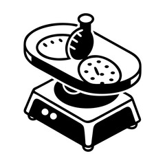 food scale icon, food scale silhouette vector illustration-simple silhouette illustration of food scale, perfect for food scale logos and icons
