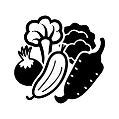 fresh vegetables icon, fresh vegetables silhouette vector illustration-simple silhouette illustration of fresh vegetables, perfect for fresh vegetables logos and icons