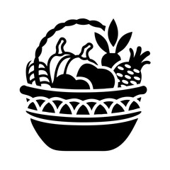 harvest basket icon, harvest basket silhouette vector illustration-simple silhouette illustration of harvest basket, perfect for harvest basket logos and icons