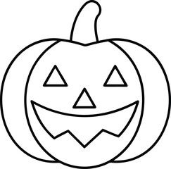 Cute Halloween Pumpkin Line Art – Smiling Jack-o'-Lantern Vector Illustration