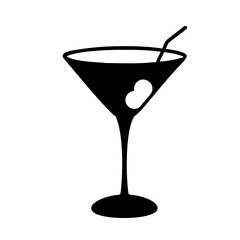 martini glass icon, martini glass silhouette vector illustration-simple silhouette illustration of martini glass, perfect for martini glass logos and icons