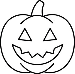 Smiling Jack-o'-Lantern Line Art – Halloween Pumpkin Vector Design