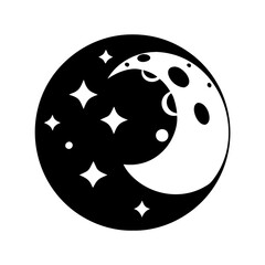moon icon, moon silhouette vector illustration-simple silhouette illustration of moon, perfect for moon logos and icons