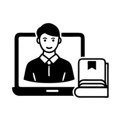 online course icon, online course silhouette vector illustration-simple silhouette illustration of online course, perfect for online course logos and icons